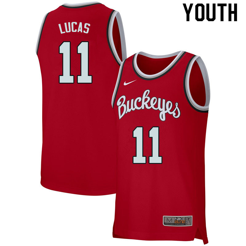 Youth #11 Jerry Lucas Ohio State Buckeyes College Basketball Jerseys Sale-Retro Scarlet